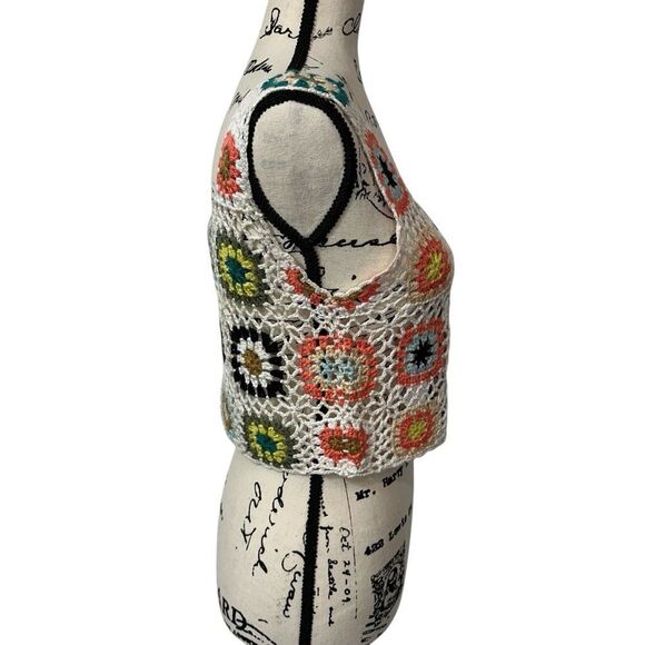 Aster Granny Squares Floral Crochet Boho Festival Top, Small - Picture 2 of 6